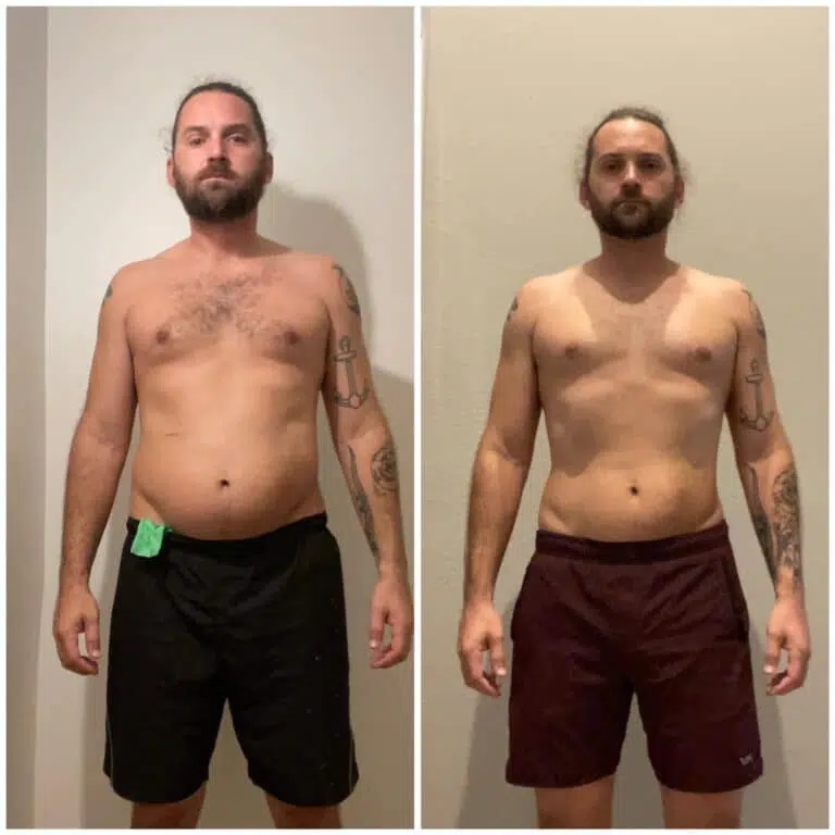 young man front view before and after your journey health club